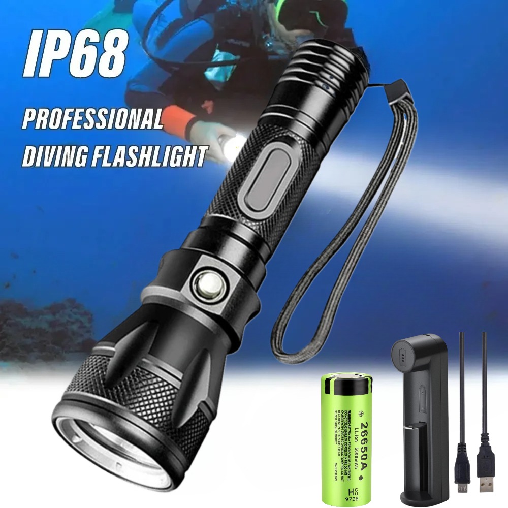 Underwater Flashlight - Profesyonel Tüplü Dalış El Feneri LED